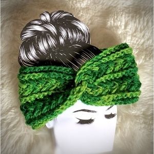 Hand crafted, crocheted Shades of shamrock green headband/ear warmer